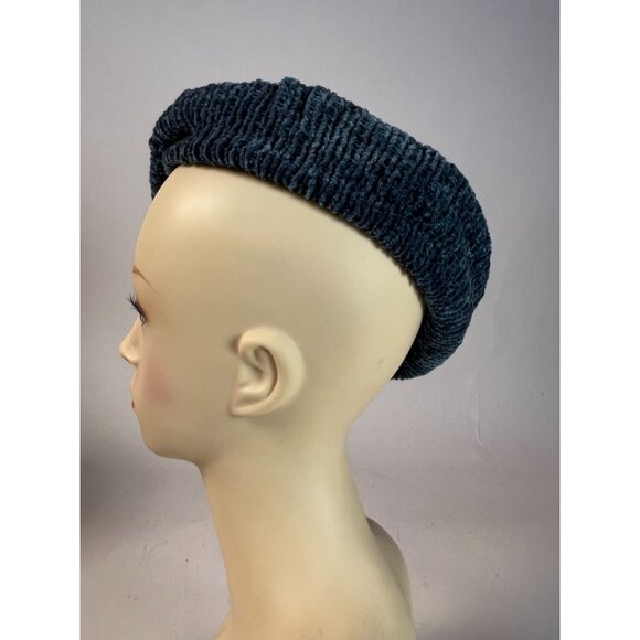 Vintage Miss Alice Beret Hat For Neiman Marcus Womens Knit Velvet In Deep Blue - Picture 6 of 7